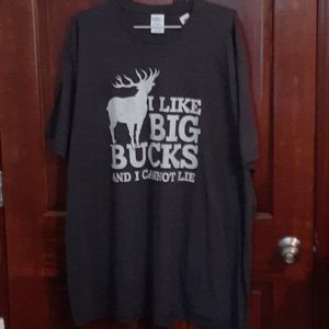 I Like Big Bucks & I Cannot Lie Grey Heather Mens XXL Tall Deer Hunter Shirt-NEW
